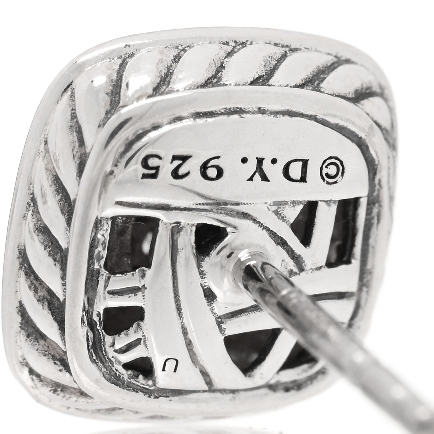 David Yurman Sterling Silver Diamond 5mm Pave Albion Earrings 4 of 4