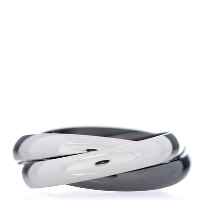Cartier 18K White Gold Black Ceramic Trinity Ring 58 8.5 3 of 6