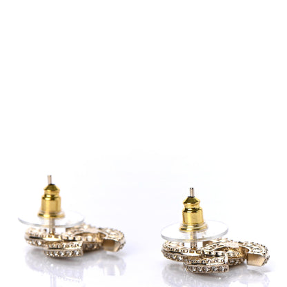 Chanel Crystal Timeless CC Earrings Light Gold 3 of 4