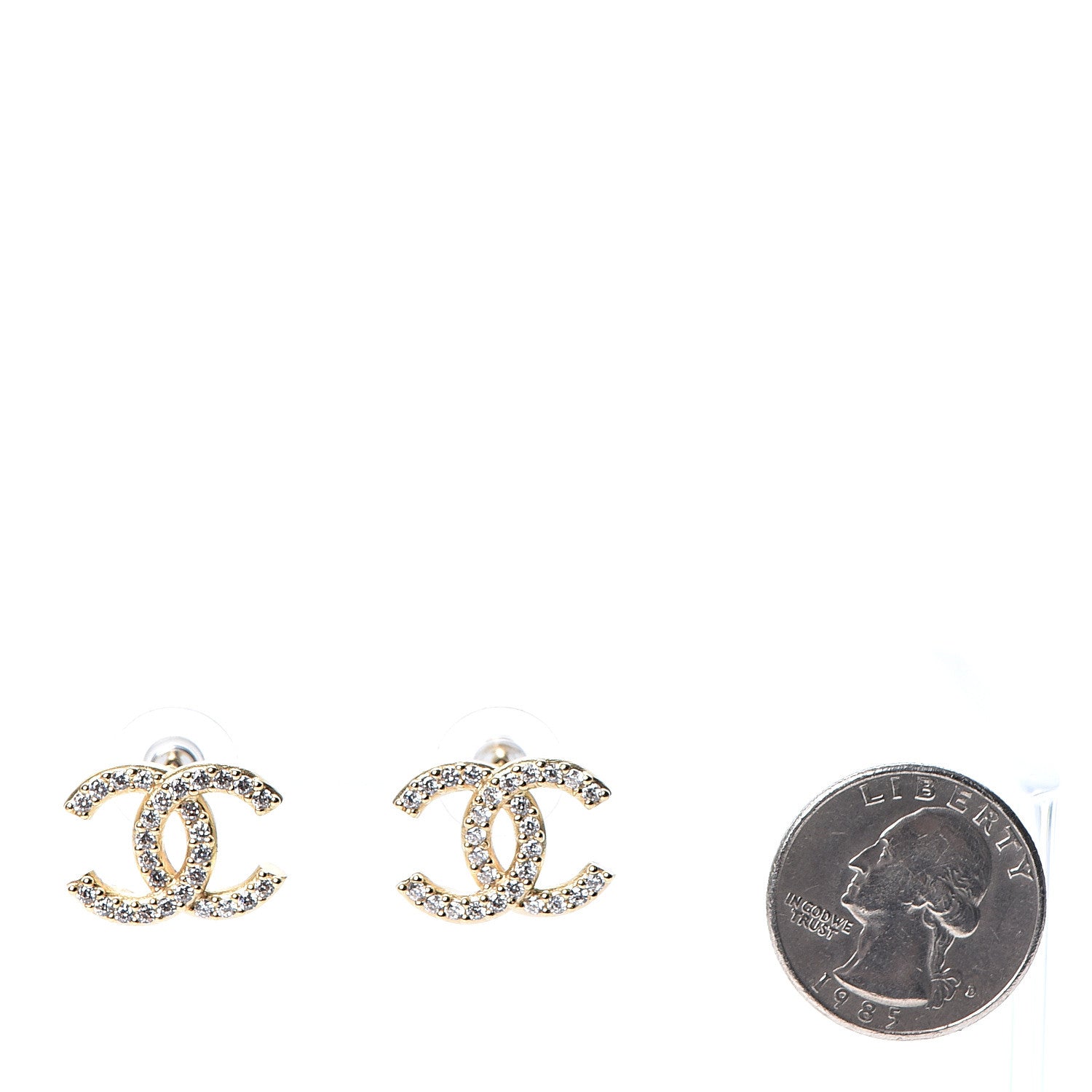 Chanel Crystal CC Earrings Gold 2 of 5