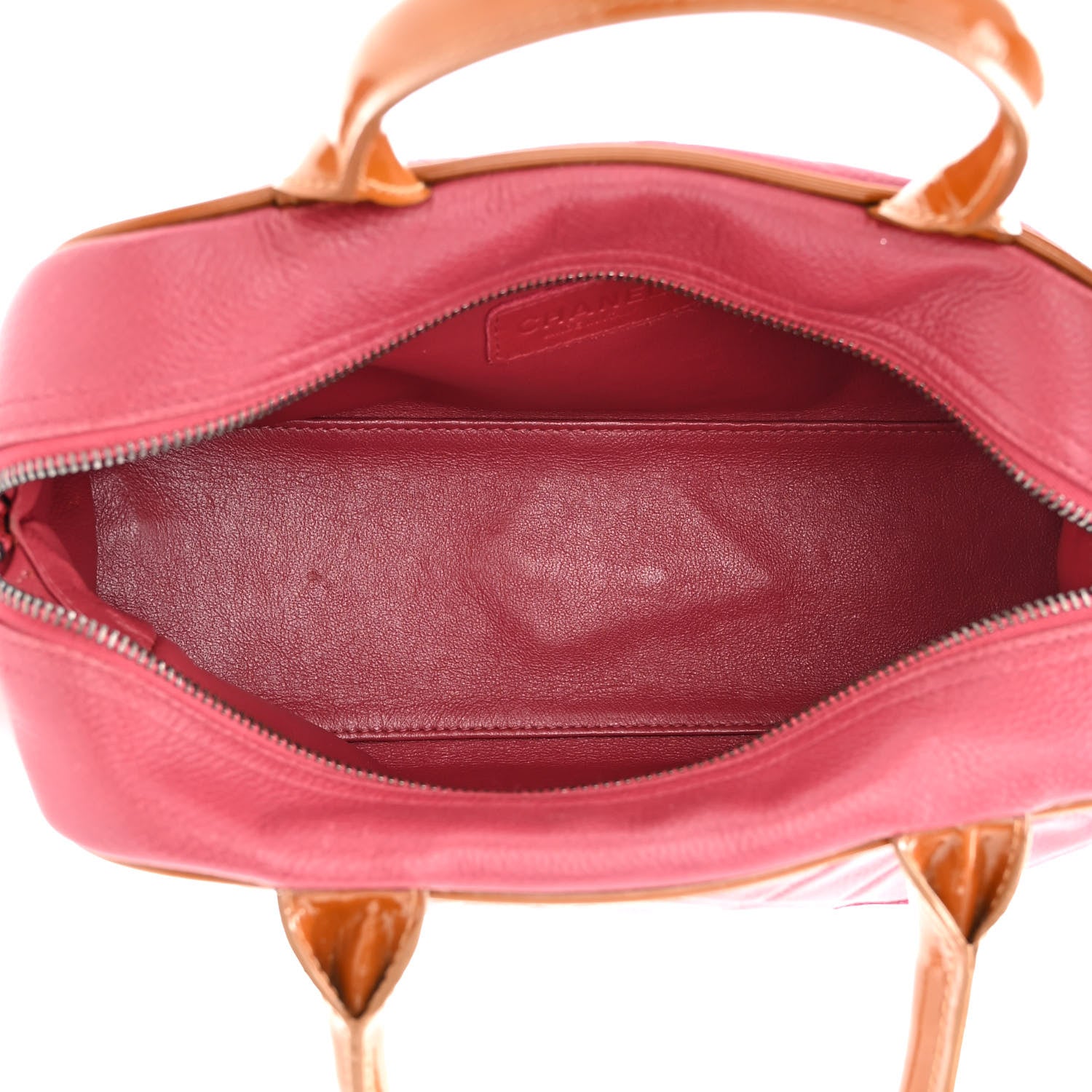 Chanel Caviar Patent Quilted Large Bowler Bag Red 5 of 13