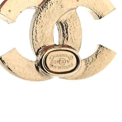 Chanel Metal Crystal Baguette CC Chain Drop Earrings Gold 9 of 10