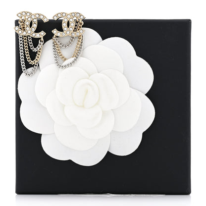Chanel Crystal Chain CC Earrings Gold 5 of 5