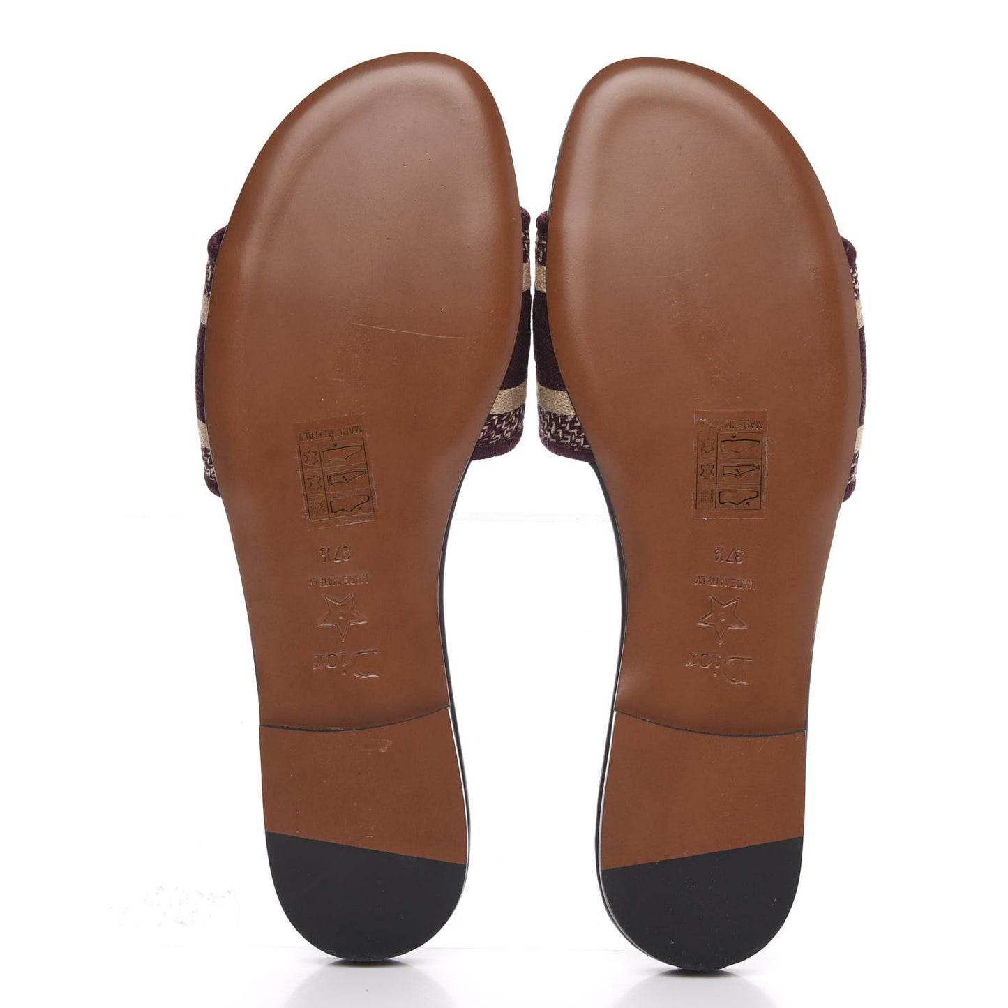 Canvas Embroidered Dway Mules Slide Sandals 37.5 Burgundy