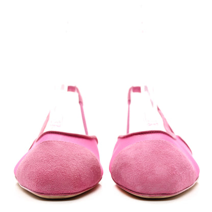Chanel Mesh Suede Kidskin Cap Toe CC Slingback Flat 36 Pink 2 of 7