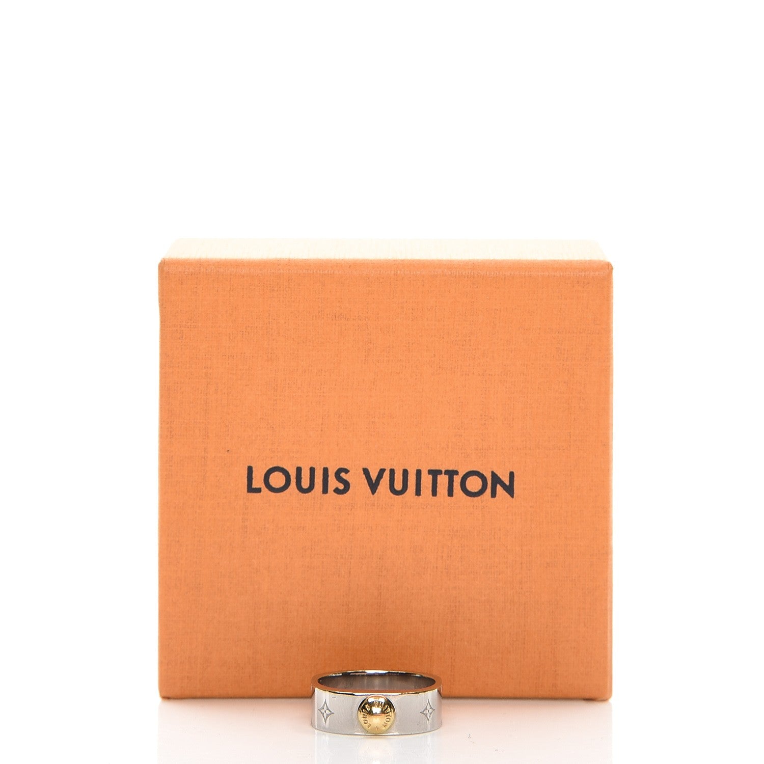 Louis Vuitton Brass Monogram Engraved Nanogram Ring M Palladium 9 of 9