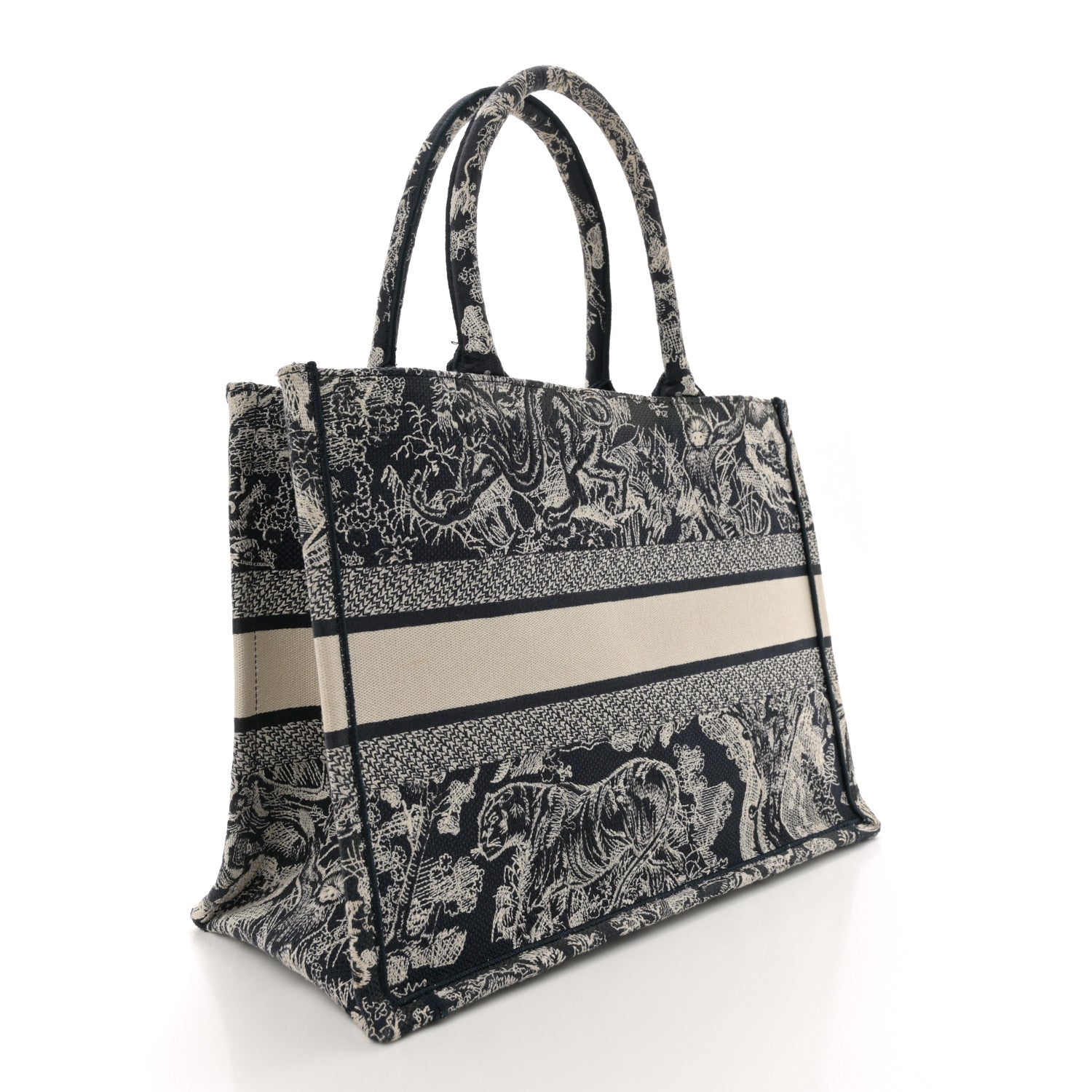 Christian Dior Canvas Embroidered Medium Toile De Jouy Reverse Book Tote Blue 3 of 12