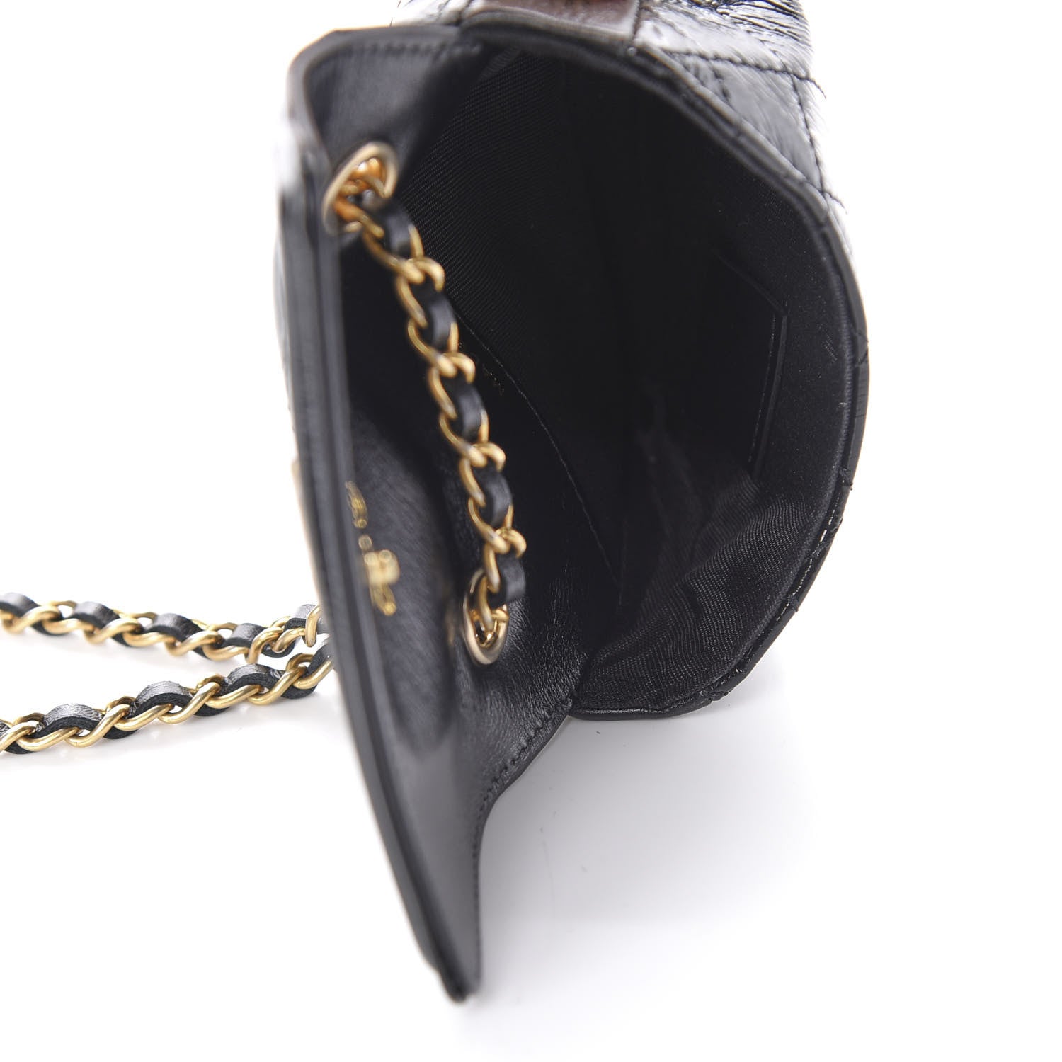 Chanel Shiny Aged Calfskin Quilted Waist Belt Bag Black 6 of 12