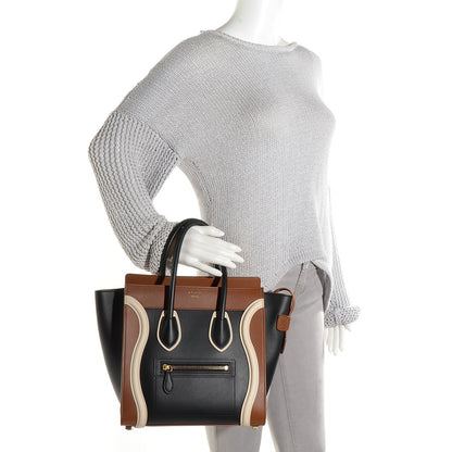 Celine Smooth Calfskin Micro Tri-Color Luggage Black 2 of 8