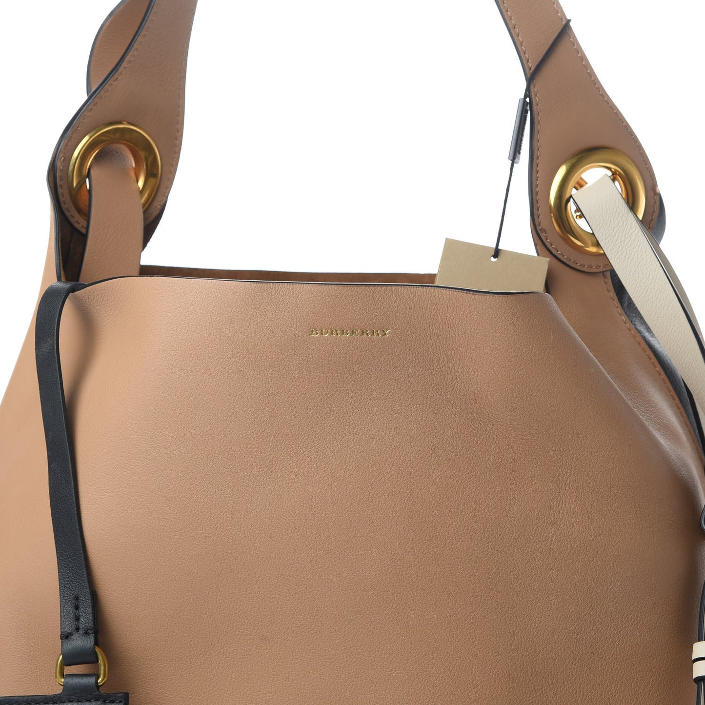 Calfskin Medium Grommet Hobo Light Camel Black