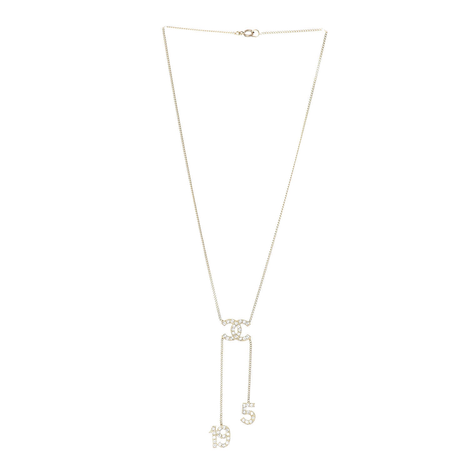 Chanel Crystal CC N°5 N°19 Necklace Gold 3 of 5