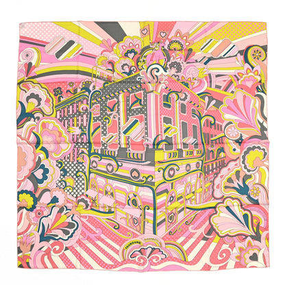 Hermes Cashmere Silk Faubourg Rainbow Shawl 140 Rose Jaune Vif Etoupe 1 of 7