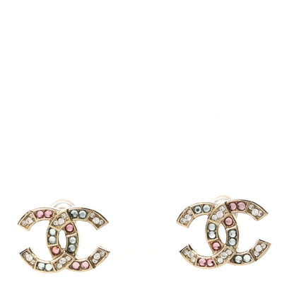 Chanel Crystal CC Earrings Gold Multicolor 1 of 5