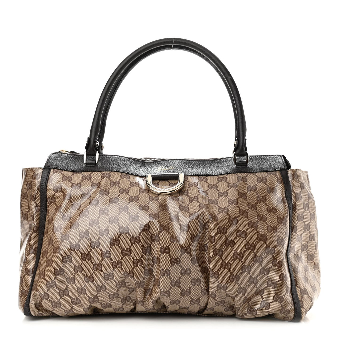 Crystal Monogram Large D Gold Hobo Dark Brown