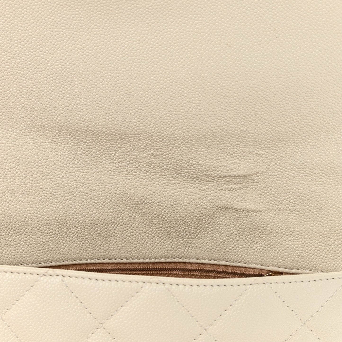 Shiny Caviar Quilted Large Chain Melody Flap White