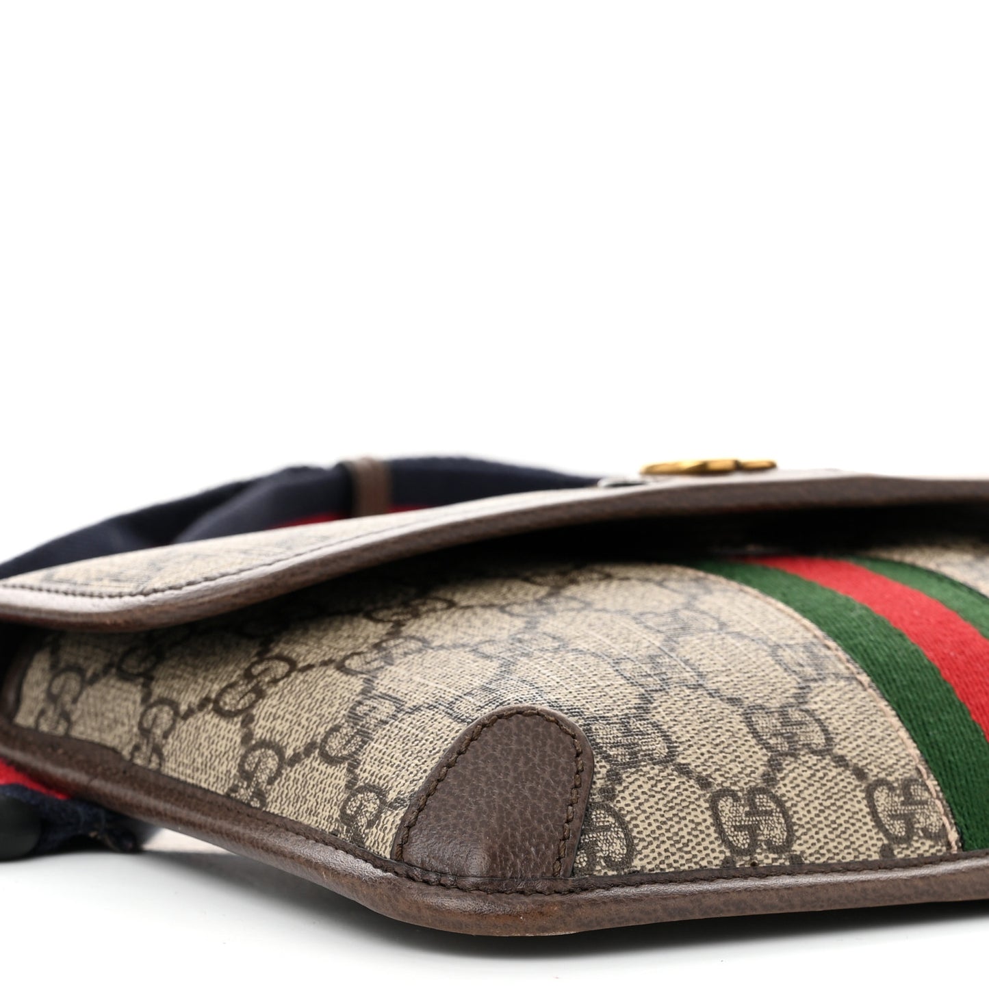 GG Supreme Monogram Web Small Ophidia Belt Bag Brown