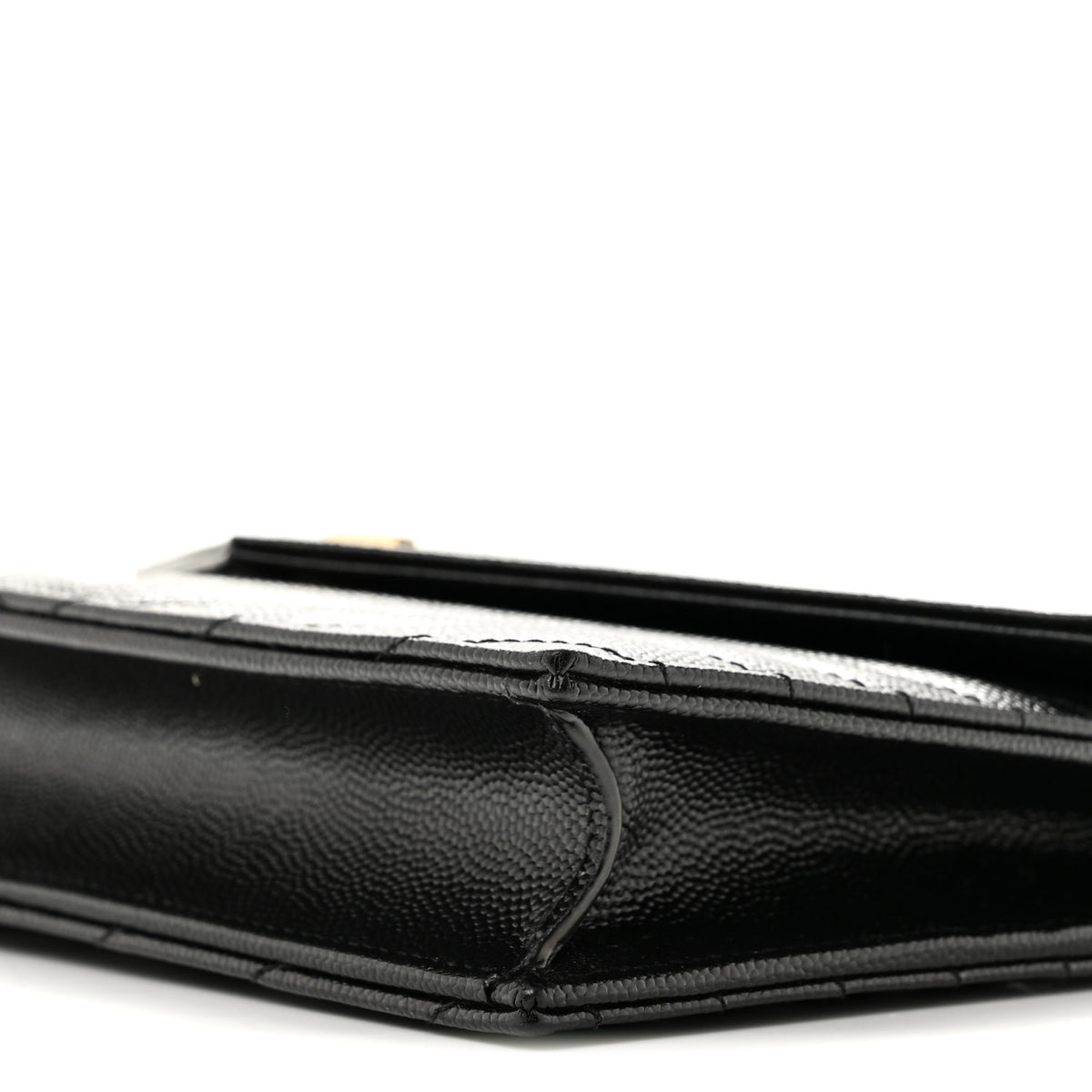 Saint Laurent Grain De Poudre Matelasse Chevron Monogram Envelope Chain Wallet Black 10 of 13