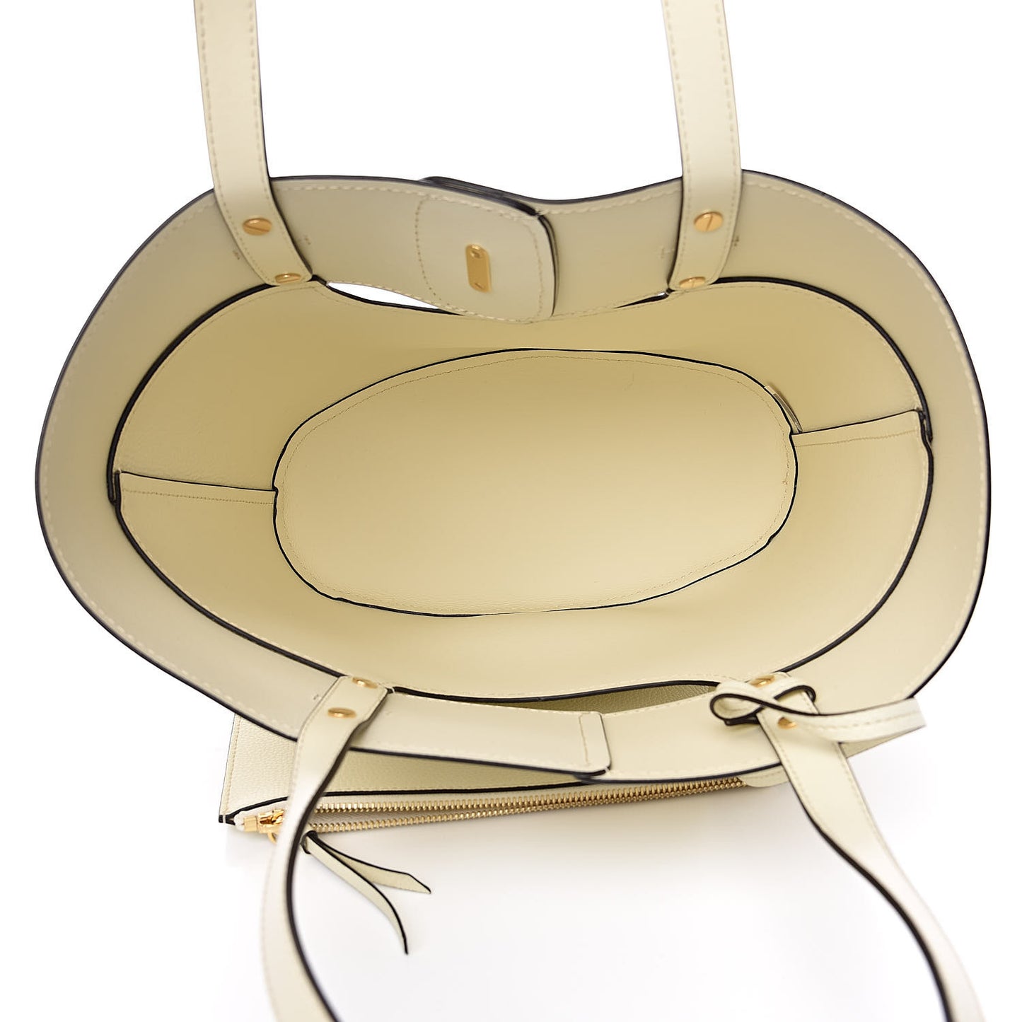 Smooth Grained Calfskin Small Aby Tote White
