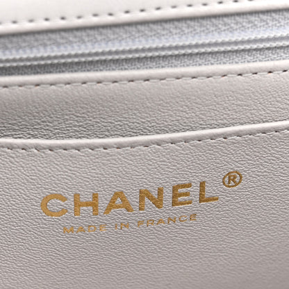 Chanel Lambskin Quilted Mini Top Handle Rectangular Flap Grey 5 of 10