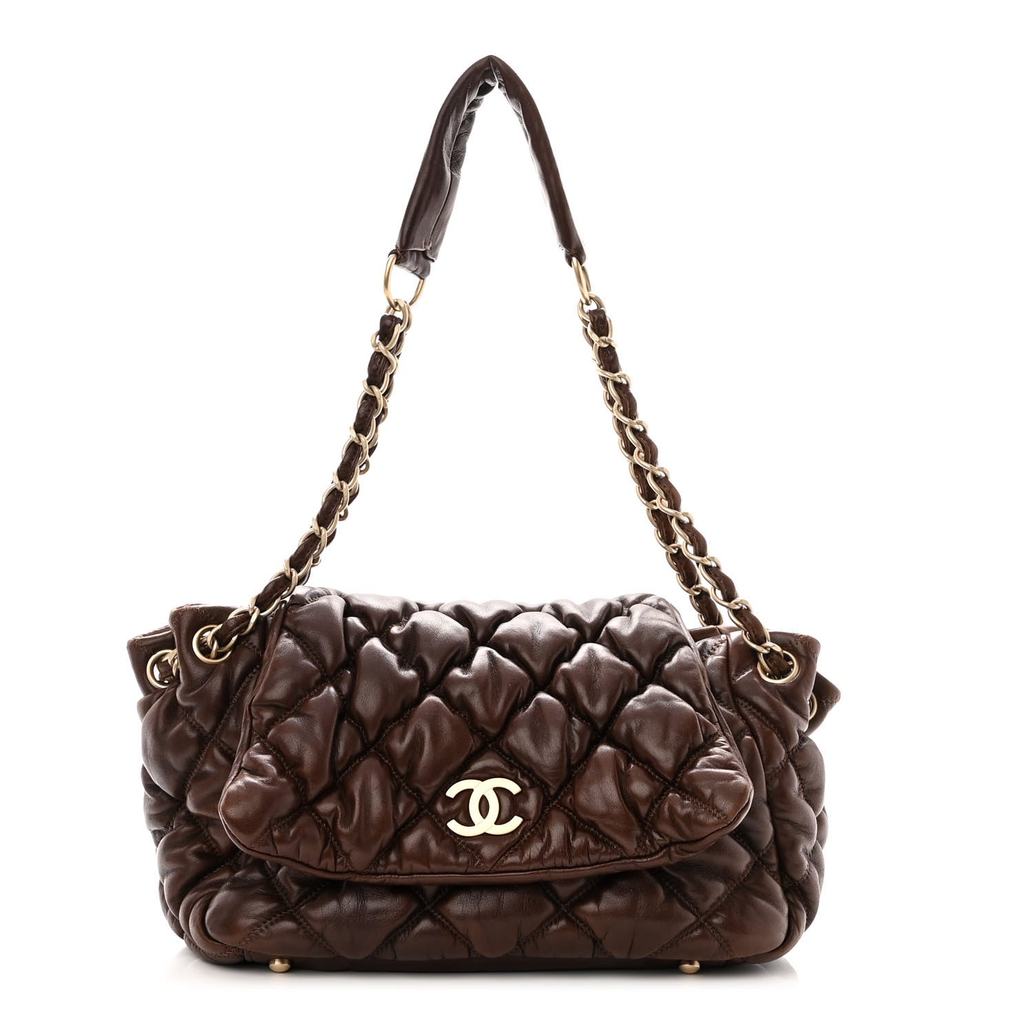 Chanel Lambskin Bubble Quilt Accordion Flap Dark Brown 1 of 9