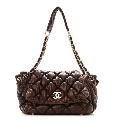 Chanel Lambskin Bubble Quilt Accordion Flap Dark Brown 1 of 9