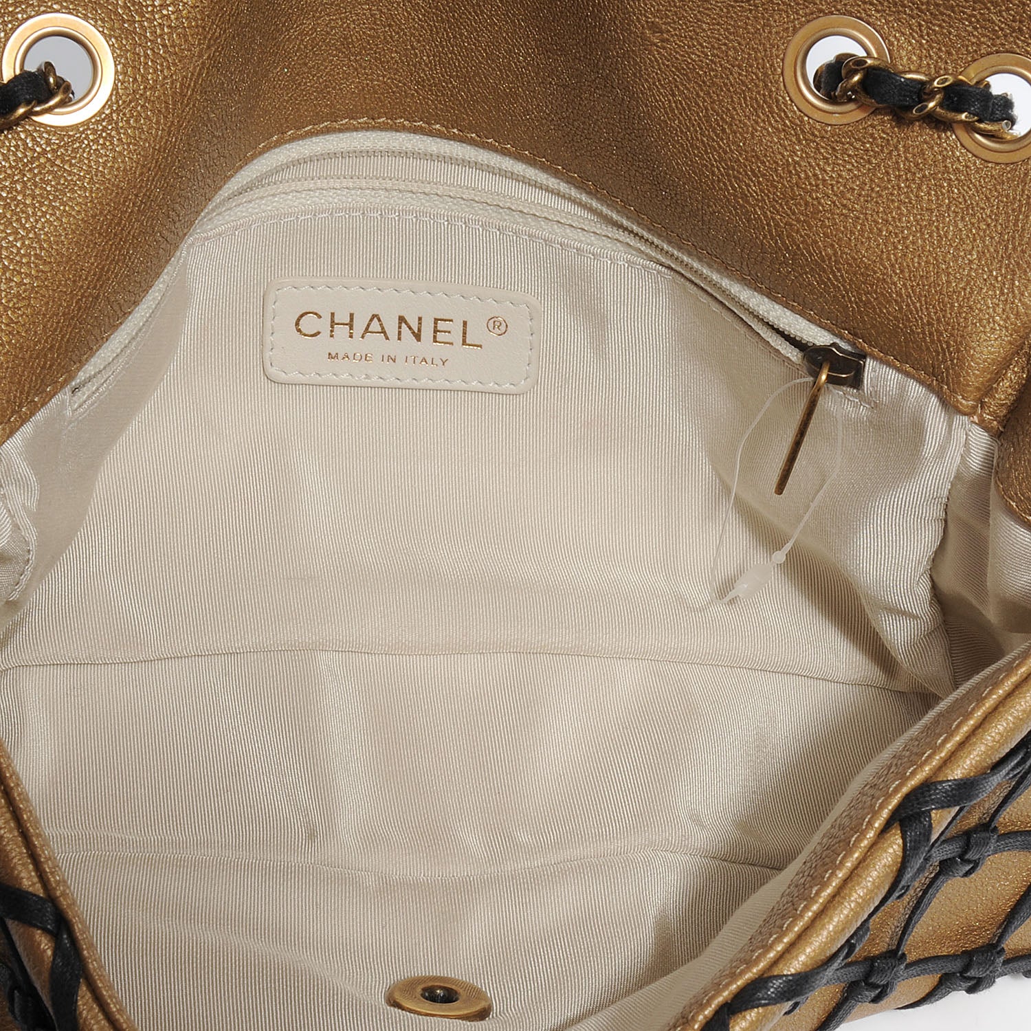 Chanel Calfskin Canebiers Medium Net Flap Dark Gold 5 of 7