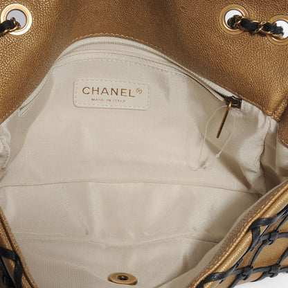 Chanel Calfskin Canebiers Medium Net Flap Dark Gold 5 of 7