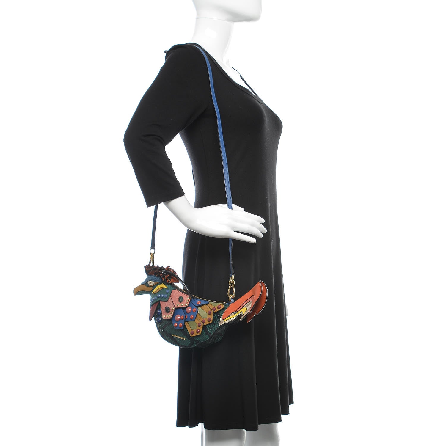 Burberry Snakeskin The Falcon Crossbody Bag Teal 3 of 7