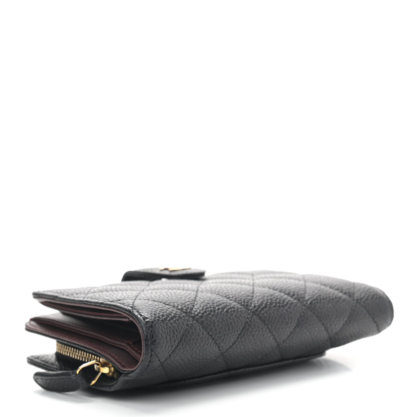 Caviar Quilted Zipped Pocket Wallet Black