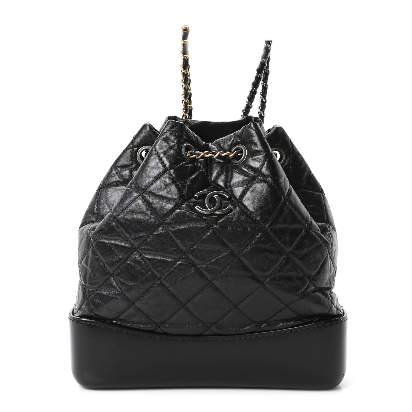 Aged Calfskin Quilted Small Gabrielle Backpack Black