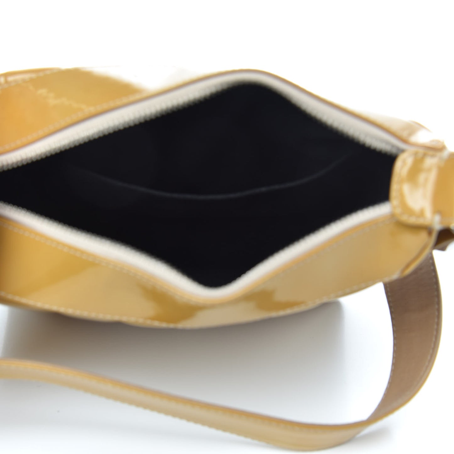 Patent Chocolate Bar Quilted Small Shoulder Bag Beige