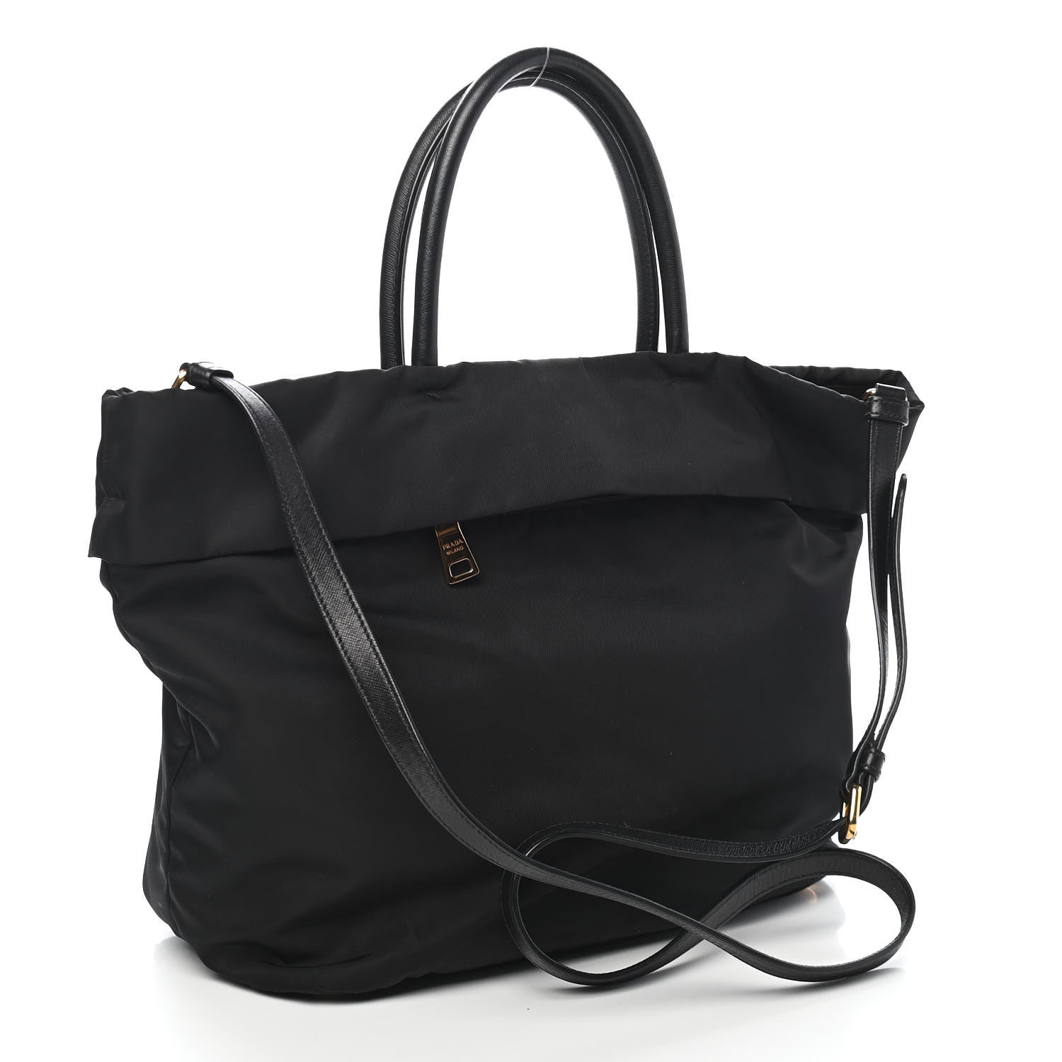 Prada Tessuto Nylon Saffiano Tote Black 2 of 9