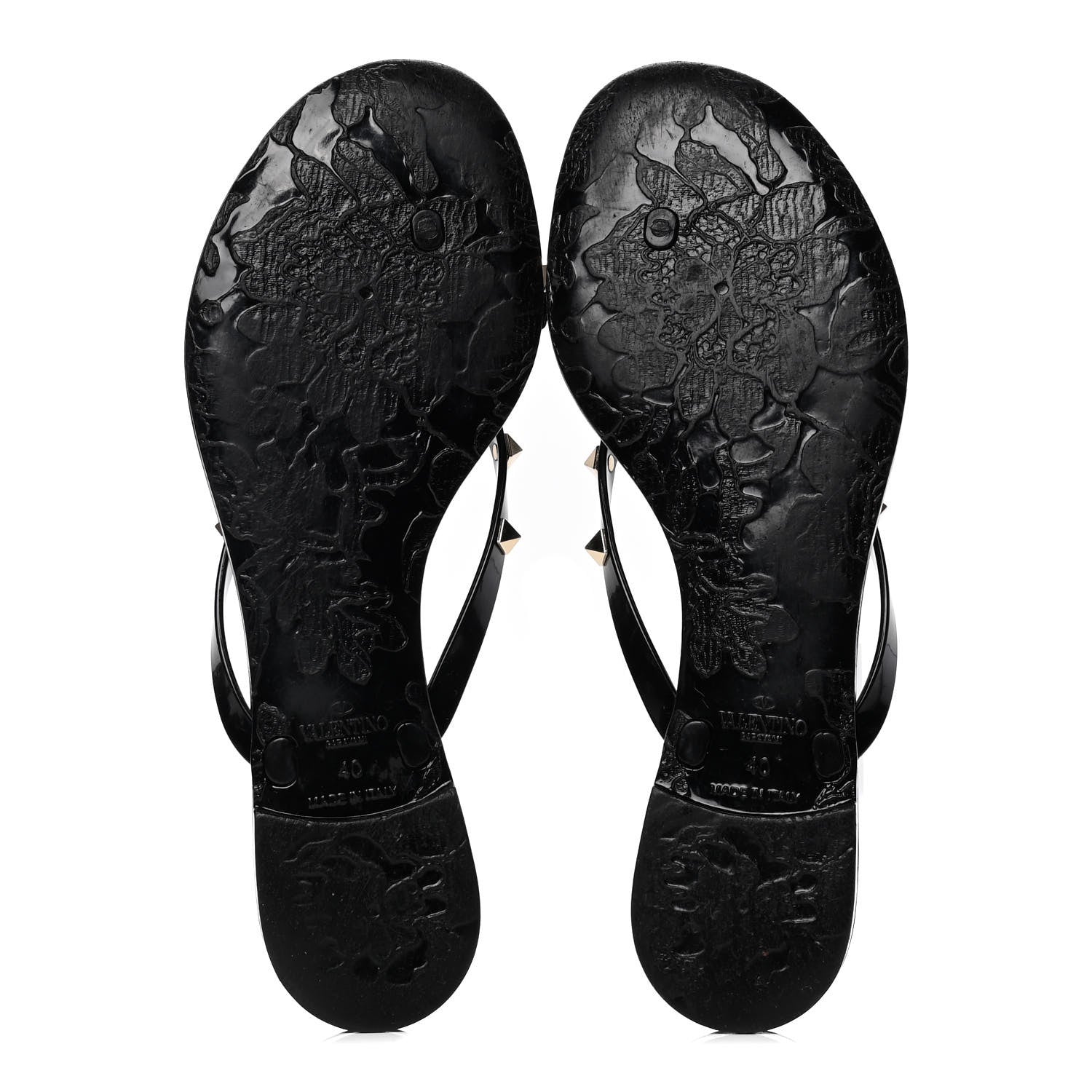 Valentino Garavani PVC Jelly Rockstud Bow Thong Sandals 40 Black 4 of 4