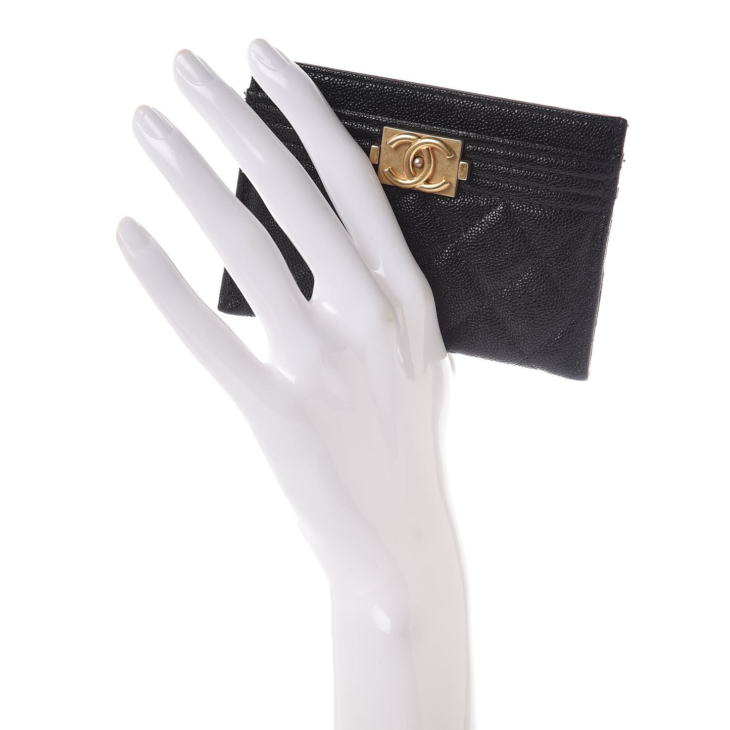 Caviar Quilted Boy Card Holder Black