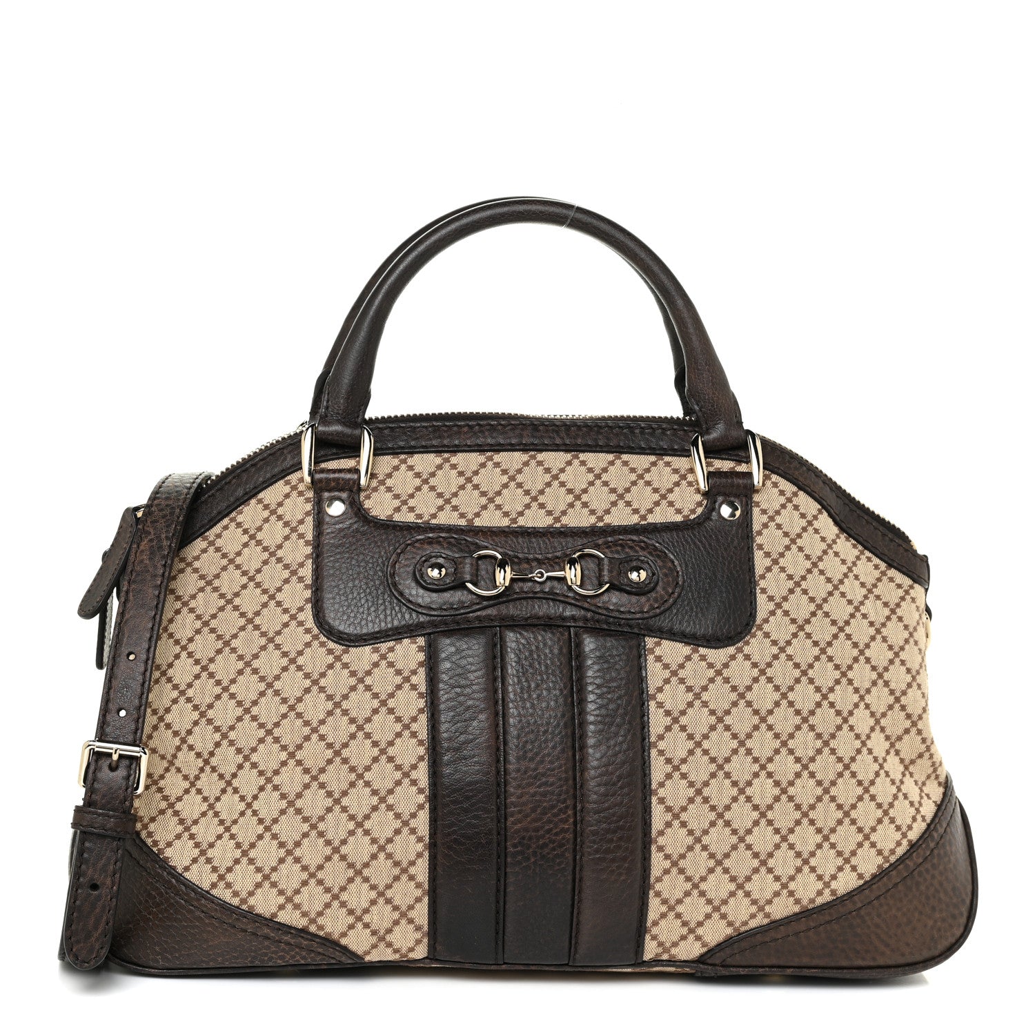 Gucci Diamante Medium Cathrine Dome Satchel Dark Brown 1 of 15