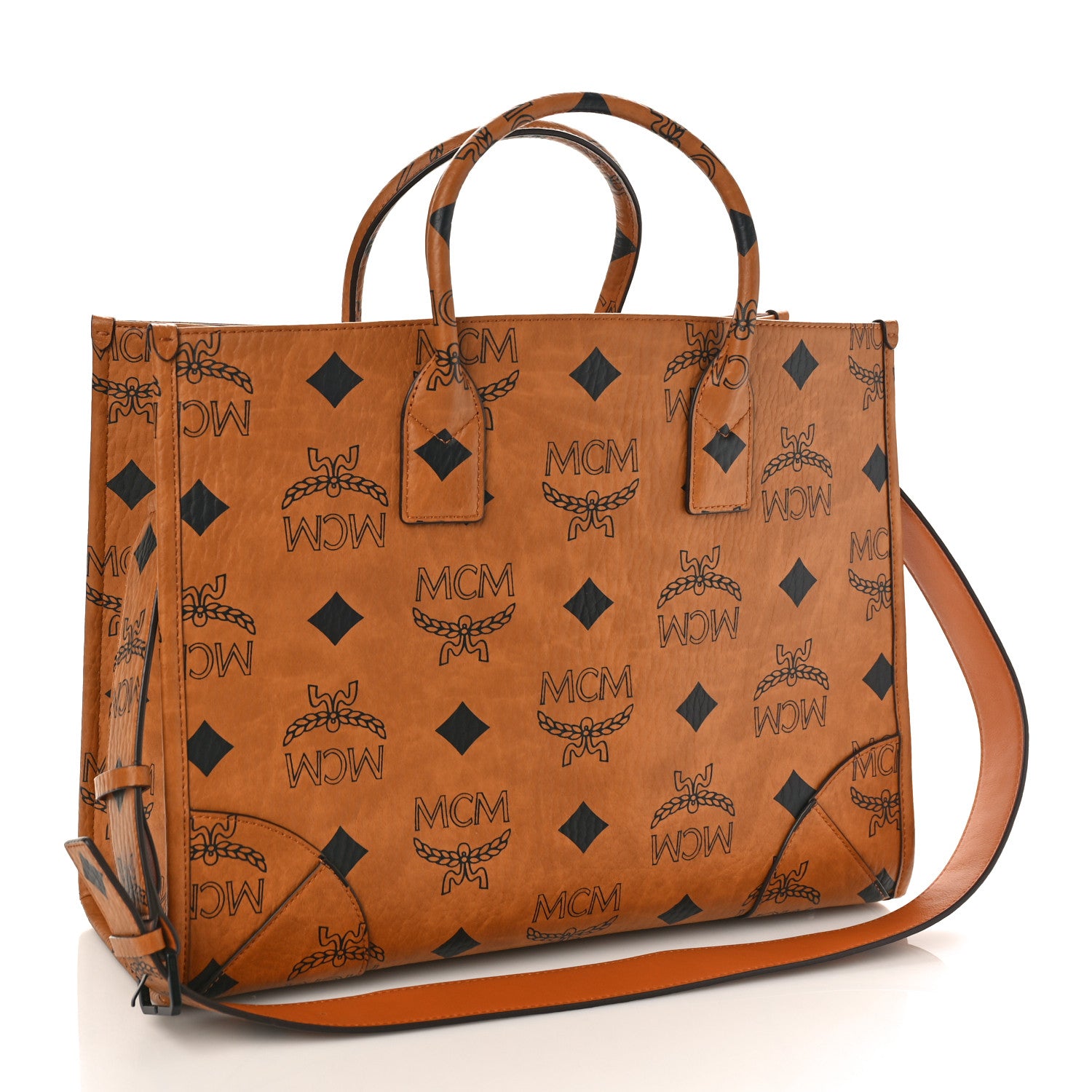 MCM Visetos Maxi Large Munchen Tote Cognac 2 of 8