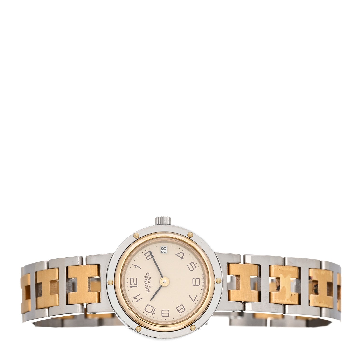 Hermes Stainless Steel 24mm Clipper Quartz Watch Gold 2 of 4