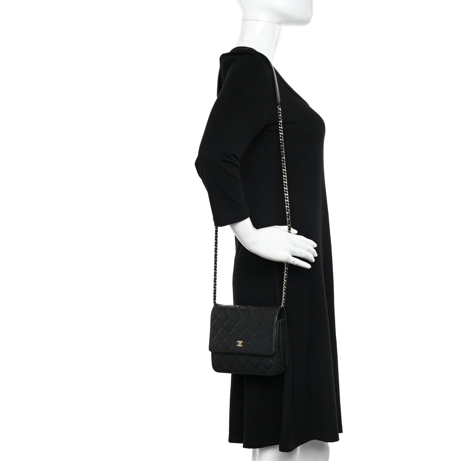 Chanel Caviar Quilted Square Wallet On Chain WOC Black 2 of 11