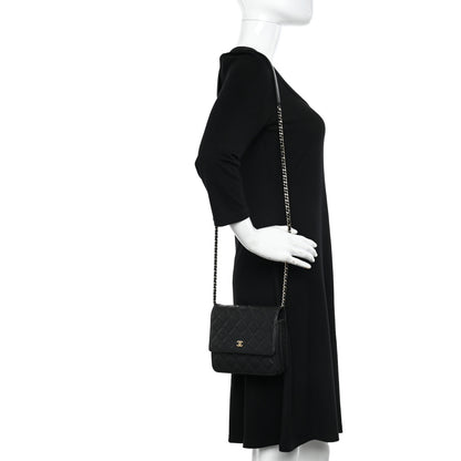 Chanel Caviar Quilted Square Wallet On Chain WOC Black 2 of 11
