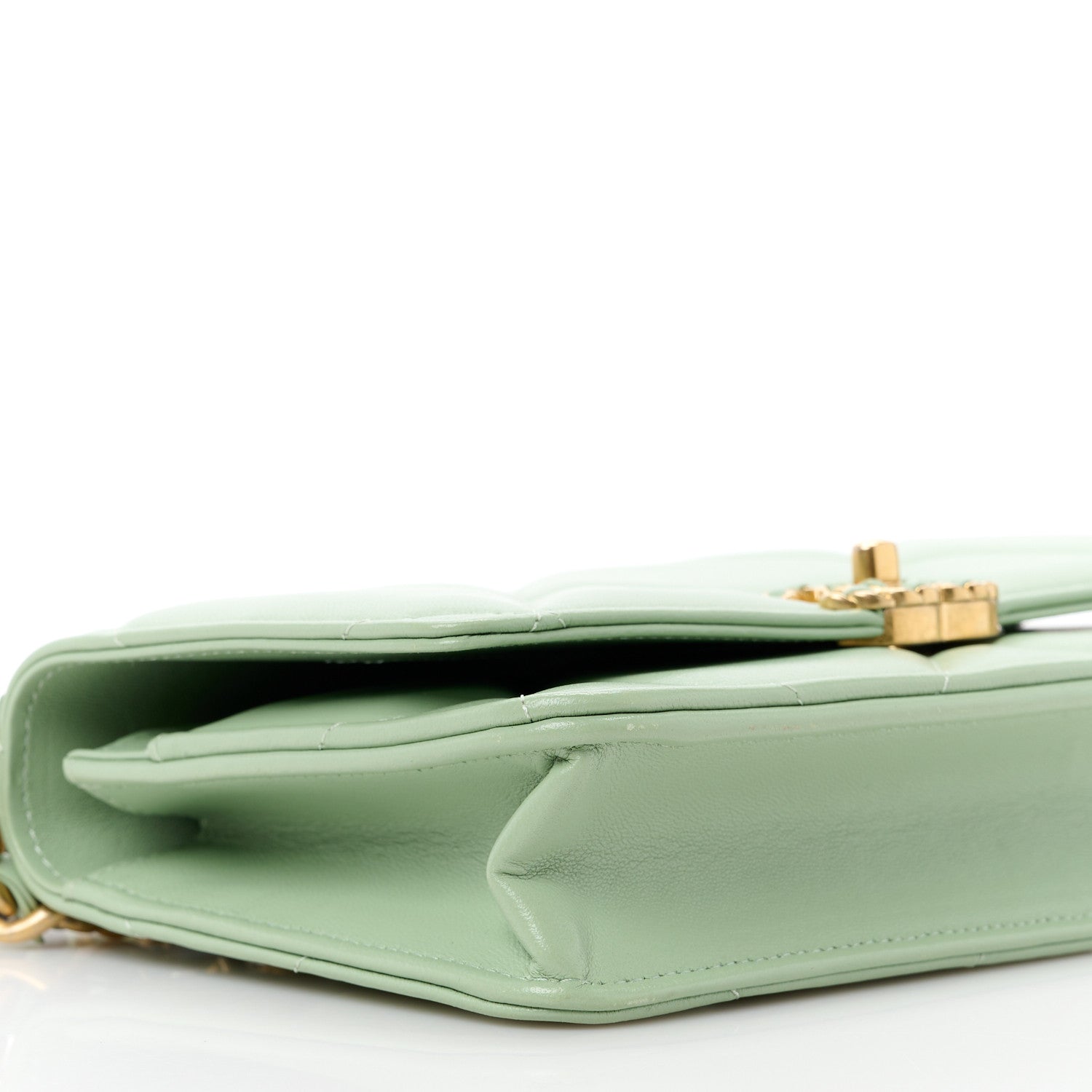 Chanel Lambskin Quilted Chanel 19 Wallet On Chain WOC Light Green 10 of 12