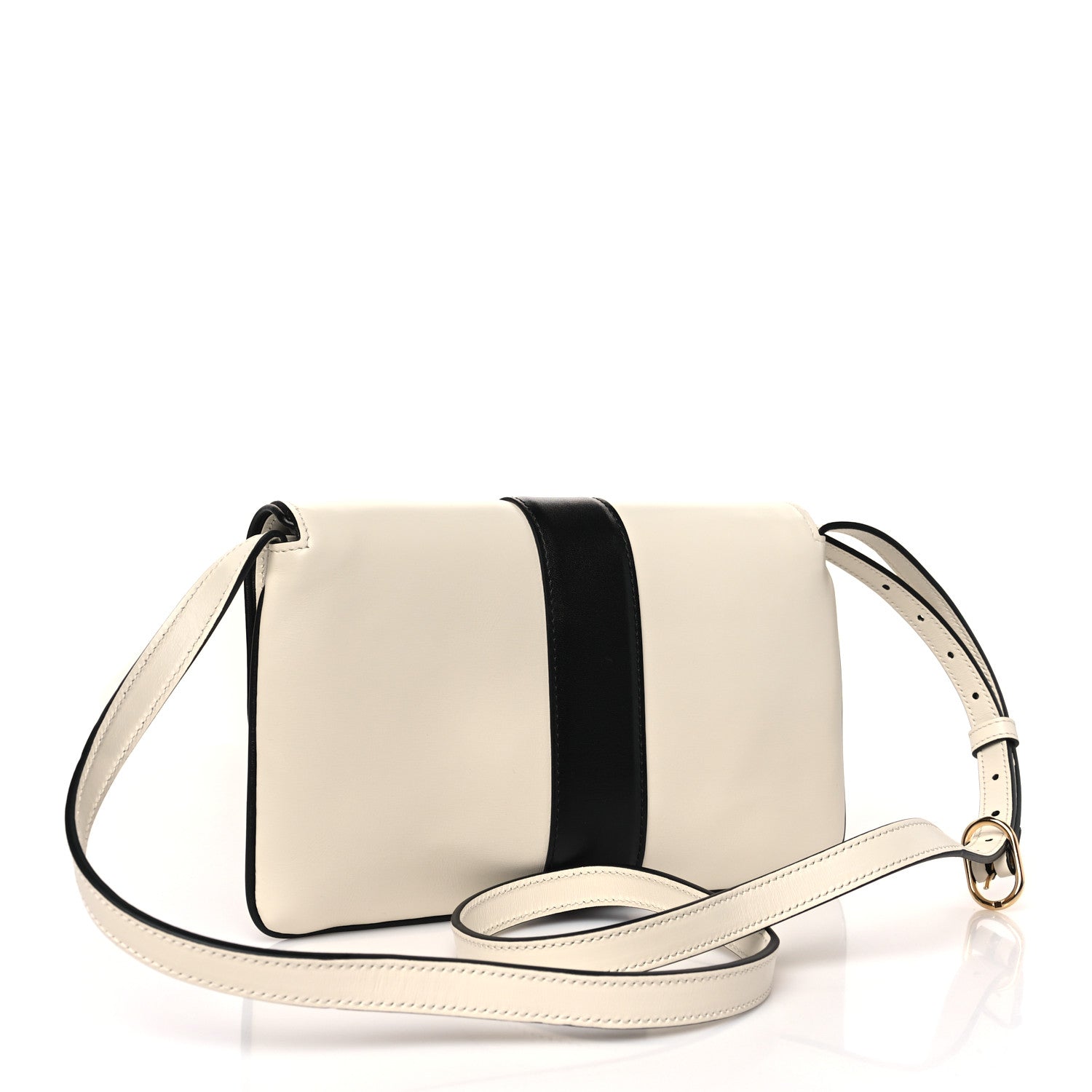 Gucci Vitello Palmellato Lux Bi-Color Small Arli Flap Shoulder Bag Mystic White Black 3 of 9