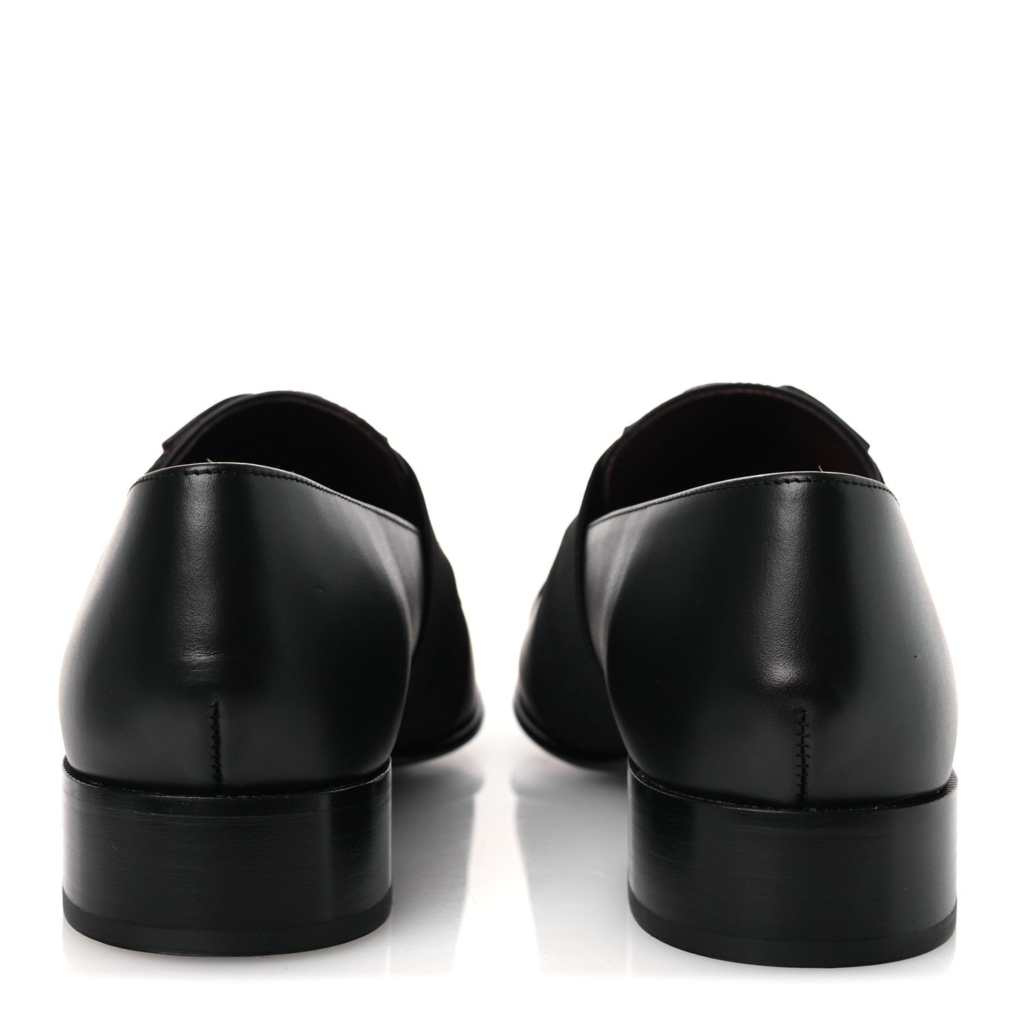 Calfskin Elastic Lace Up Cap Toe CC Loafers 42 Black
