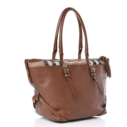 Burberry Calfskin House Check Small Salisbury Tote Brown 3 of 18