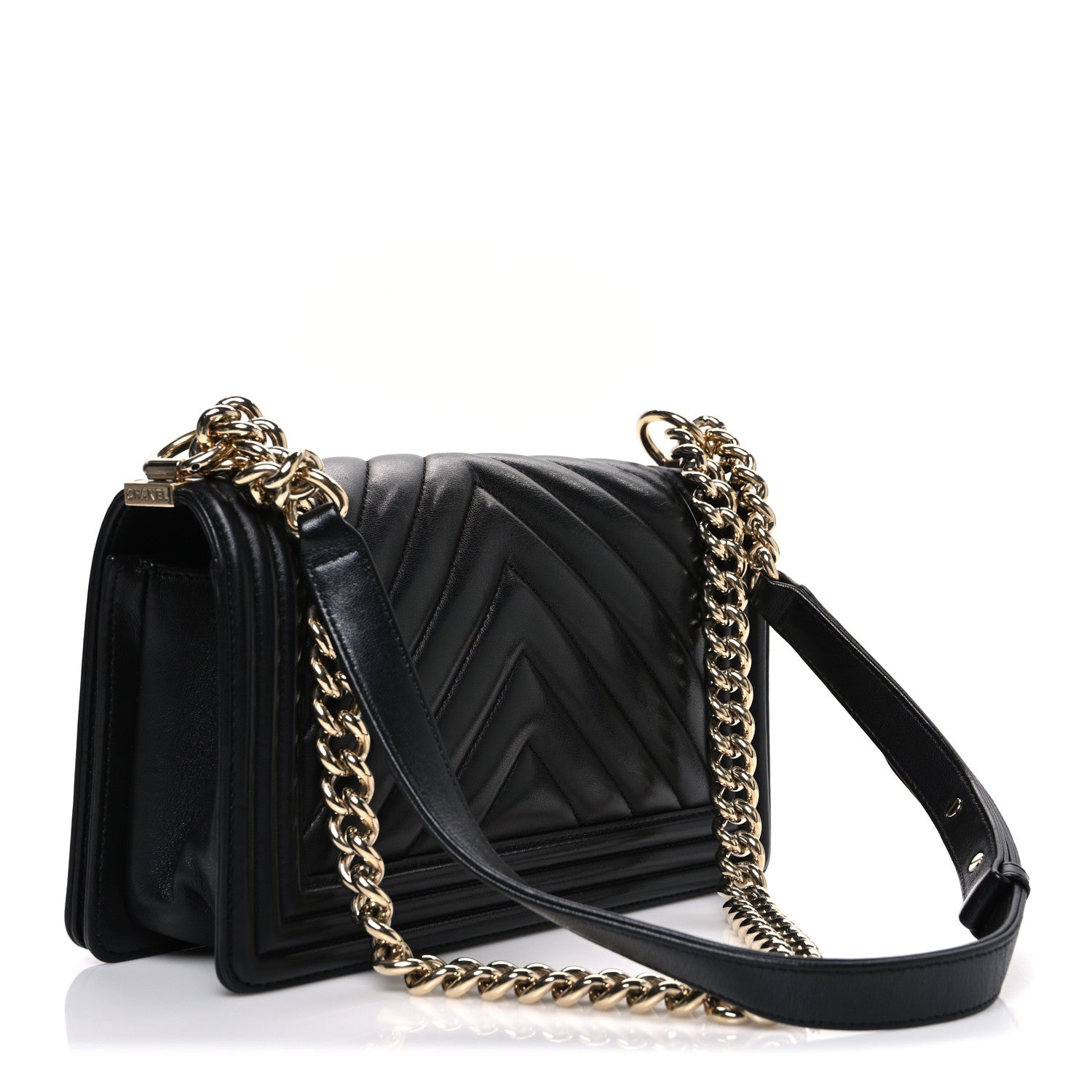Chanel Calfskin Chevron Quilted Medium Boy Flap Black 3 of 11