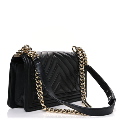 Chanel Calfskin Chevron Quilted Medium Boy Flap Black 3 of 11