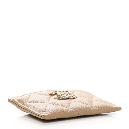 Chanel Caviar Quilted Crystal Card Holder Beige 5 of 12