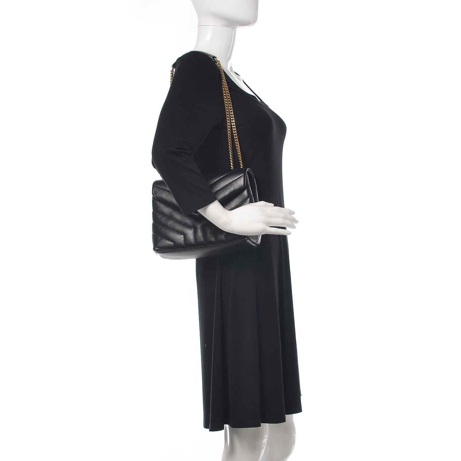 Saint Laurent Calfskin Y Quilted Monogram Small Loulou Chain Satchel Black 2 of 10