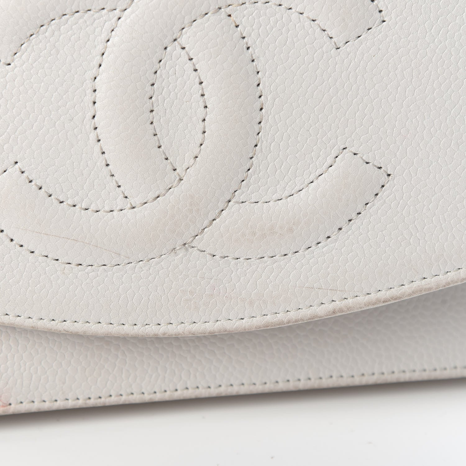 Chanel Caviar Timeless CC Wallet on Chain WOC White 12 of 14