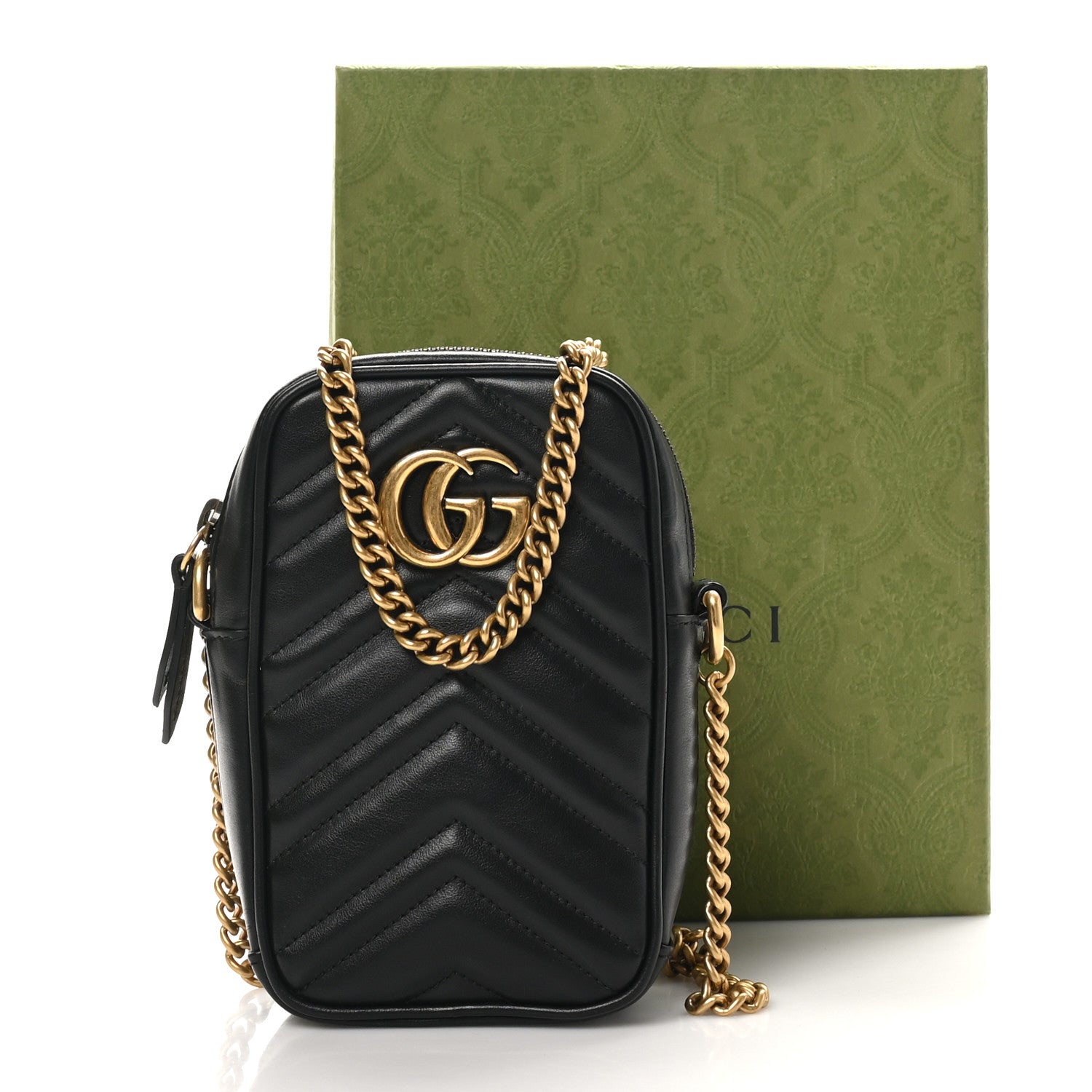 Gucci Calfskin Matelasse Mini GG Marmont Crossbody Bag Black 11 of 11