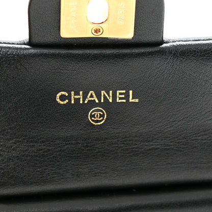 Chanel Calfskin Quilted Lady Handle Flap Card Holder With Chain Black 6 of 12